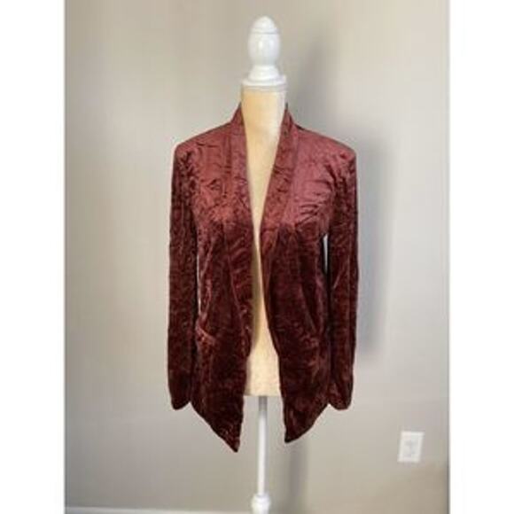 RO & DE x Nordstrom | NWT | Large | Cordova Red Open Front Crushed Velvet Blazer - Picture 3 of 3